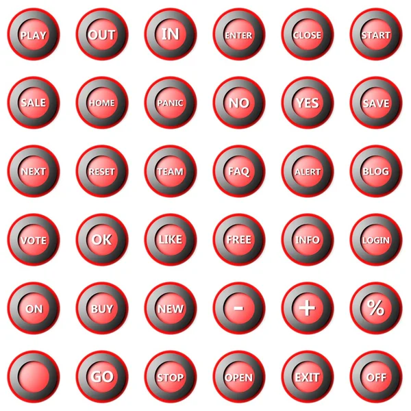 Coleção de botões redondos isolados no fundo branco — Fotografia de Stock