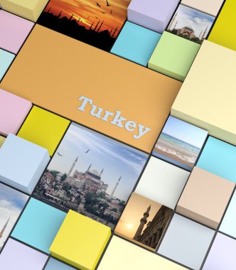 pastel renkler ve tatil fotoğrafları, promosyon kavramı ile kare arka plan