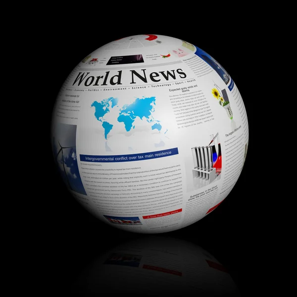 Nieuws van de wereld vertegenwoordigd door een krant globe — Stockfoto
