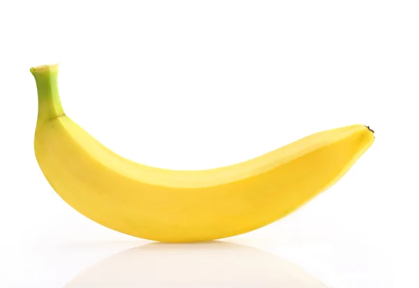 Limpe banana madura tiro isolado no branco — Fotografia de Stock