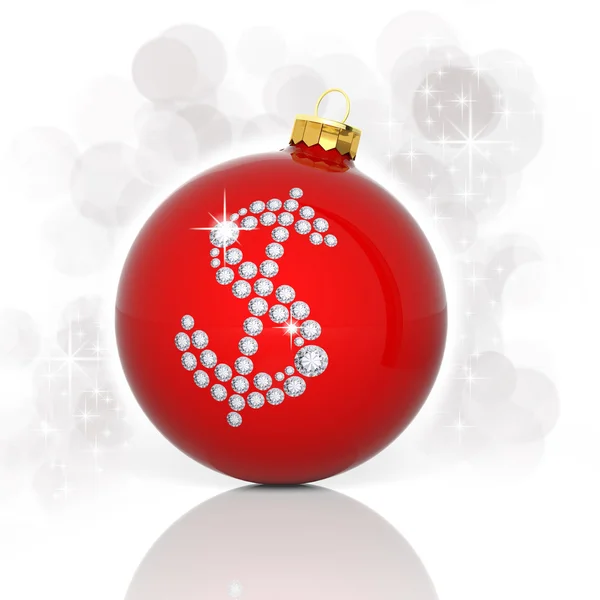 Christmas ball with diamond dollar sign — Stock Photo, Image