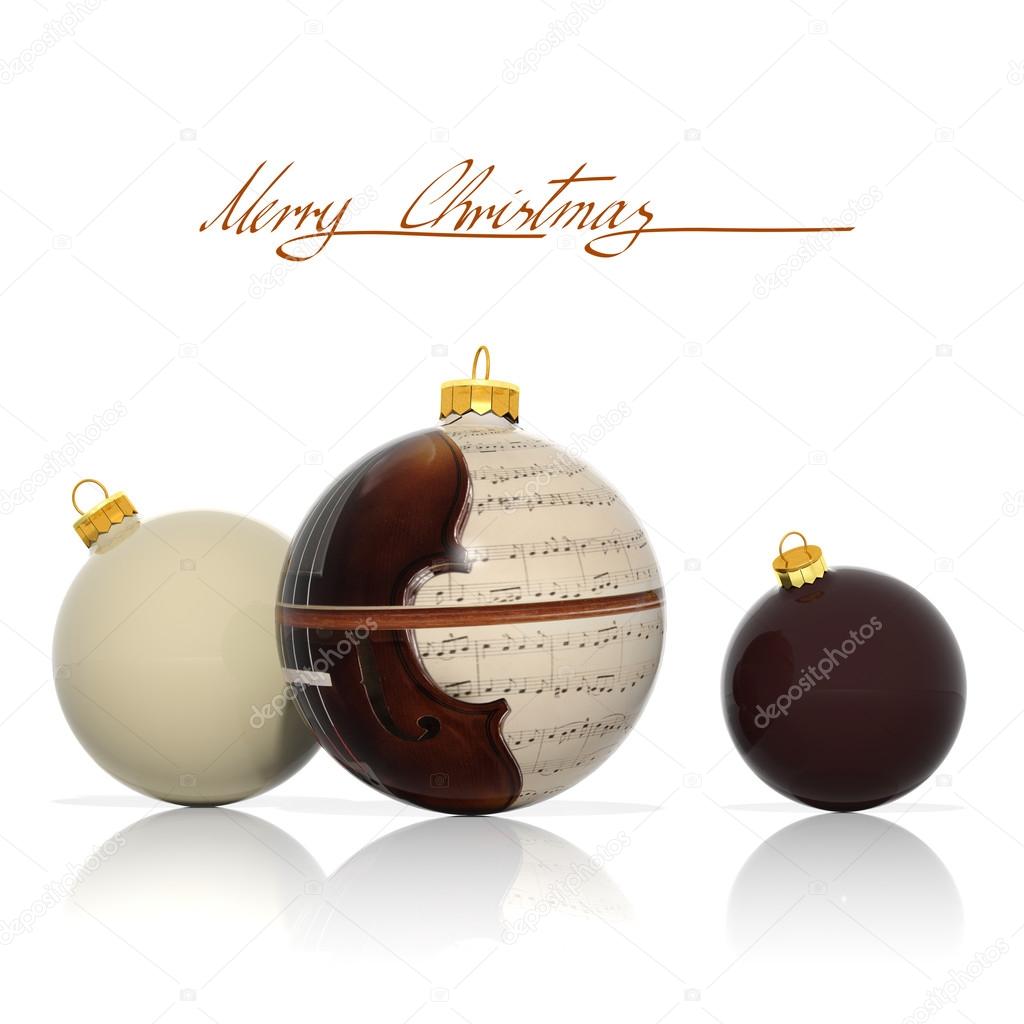 Three Christmas balls with musical elements