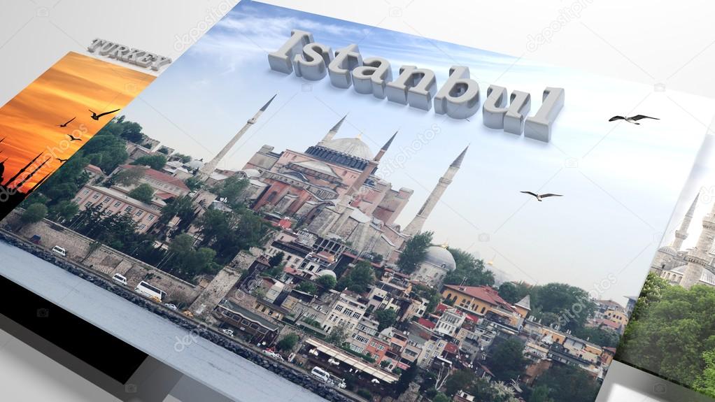 Turkey sightseeing in slideshow like set photos and 3d text