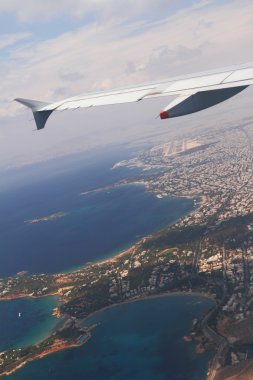 uçak kanadı görünür yataydan havadan çekim