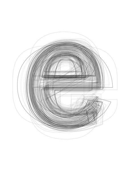 Sketchy alphabet lowercase letter "e" — Stock Photo, Image