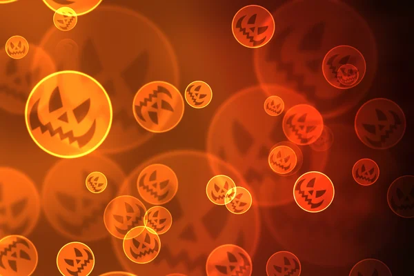 Halloween background with laughing pumpkins bokeh lights — Stock Photo, Image