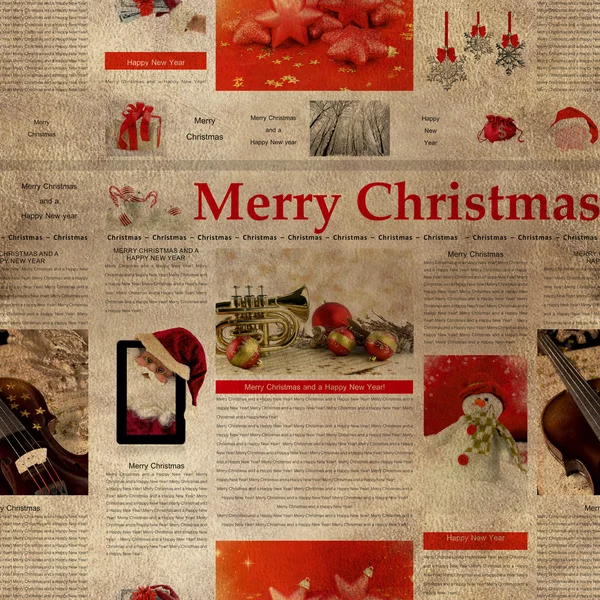 Sömlös jul tidning mönster. upprepande vintage textur — Stockfoto