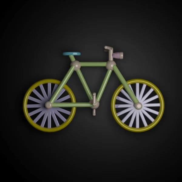 3d pastel glossy bicycle on black background — Stock Photo, Image