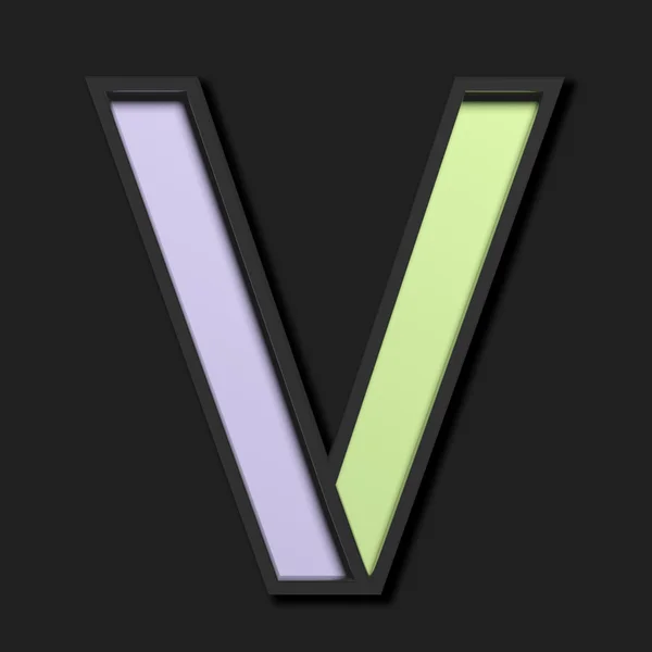 Pastel uppercase letter "V", on black background — Stock Photo, Image