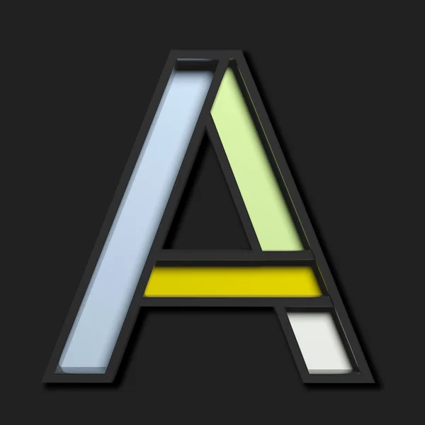 パステル調の大文字の"a"、黒の背景 — ストック写真