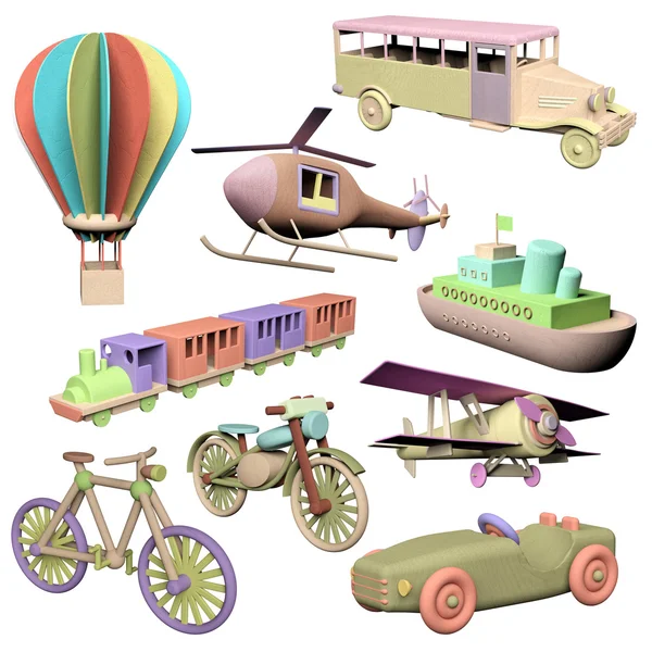 Leuke set van 3D-houten vervoer speelgoed — Stockfoto