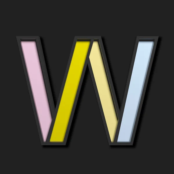 Pastellfarbener Großbuchstabe "w" auf schwarzem Hintergrund — Stockfoto
