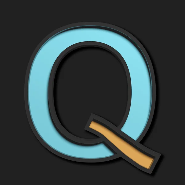 Pastellfarbener Großbuchstabe "q" auf schwarzem Hintergrund — Stockfoto