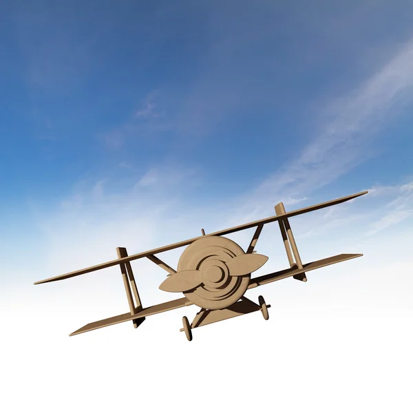 3d retro airplane toy against blue sky — Stock Photo, Image