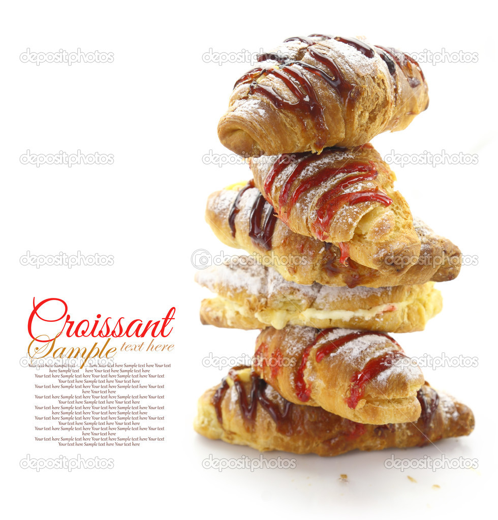 Stack of fresh baked croissants