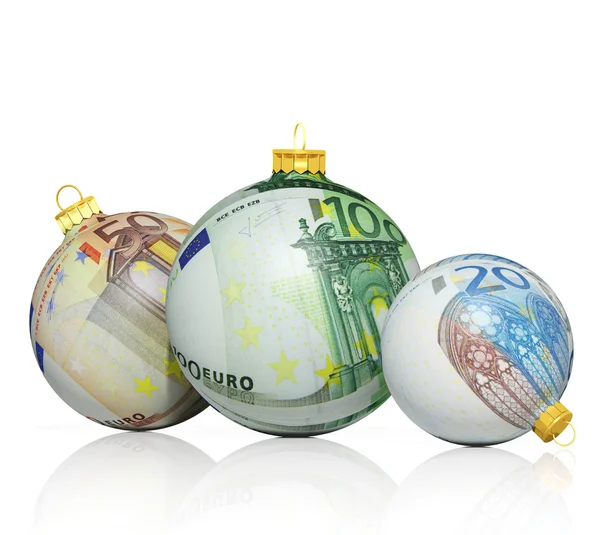 Christmas balls with money texture — Stock Photo, Image