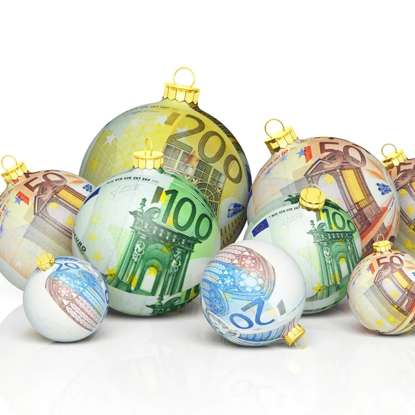 Christmas balls with money texture — Stock Photo, Image