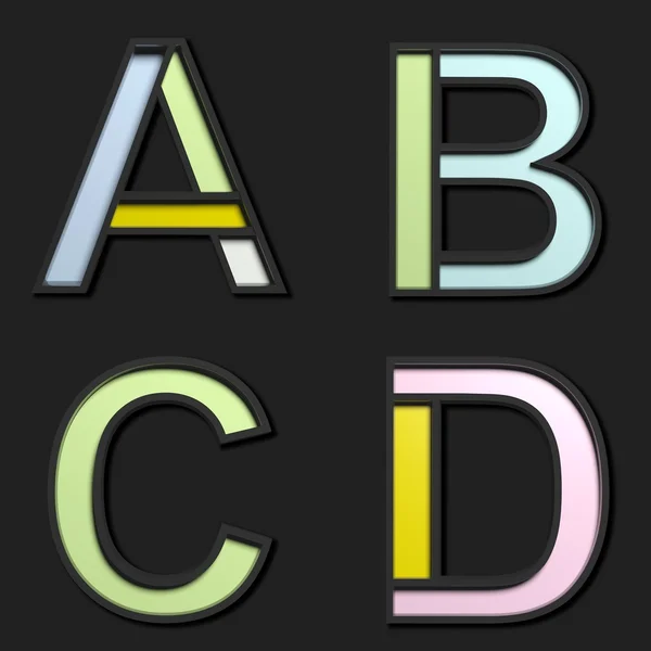 Lettres majuscules pastel 3D, sur fond noir — Photo