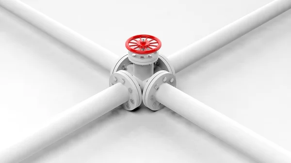 Cross of withe pipes,isolated on white — Stock Photo, Image