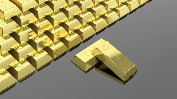 Big stack of gold bars isolated on black — Stock Photo, Image