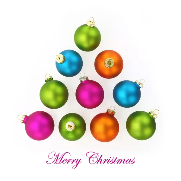 Colorful Christmas balls in shape of a tree — Stock Photo, Image