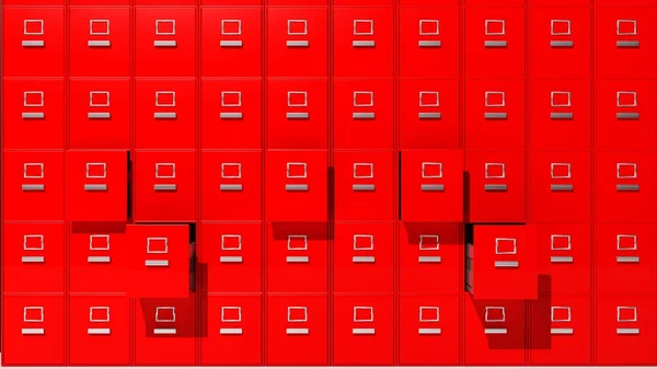 Arquivo armários vermelhos renderização 3D — Fotografia de Stock