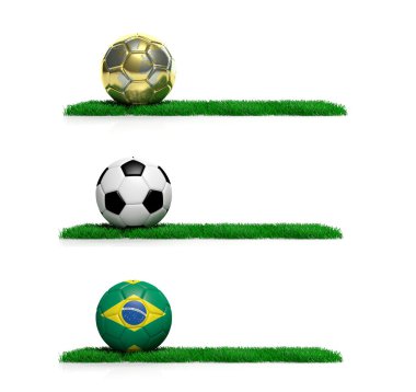 2014 mundial tema top ve çim beyaz zemin üzerinde üç afiş