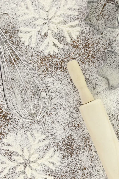 Creative winter time baking background — Stock Photo, Image