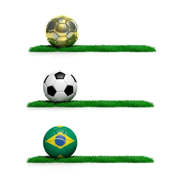 Three banners with 2014 Mundial theme ball and grass on white background — Stock Photo, Image