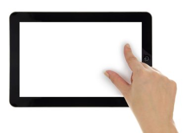 el zoom tablet izole boş bir ekran ile