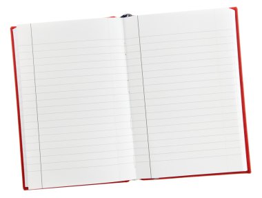 açık bir boş çizgili defter üzerinde beyaz izole