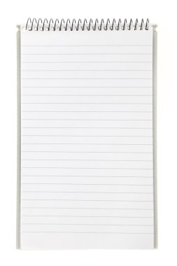 boş defter üzerinde beyaz izole spiral ile kaplı.
