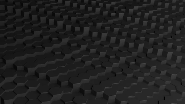 Czarne tło z kształtów 3d z łbem sześciokątnym — Zdjęcie stockowe