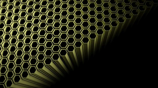 Hintergrund mit 3D-Bienenkorb auf schwarz — Stockfoto