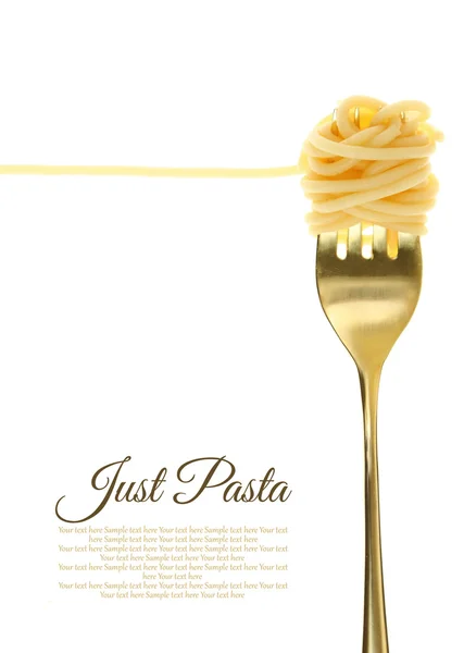 Fork with just spaghetti around it isolated on white — Stock Photo, Image