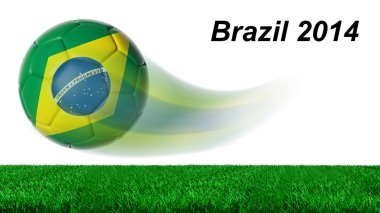 Futbol topu hareket izole ot ile Brezilya bayrağı