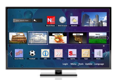 simgeler, beyaz zemin üzerine izole 3D smart tv