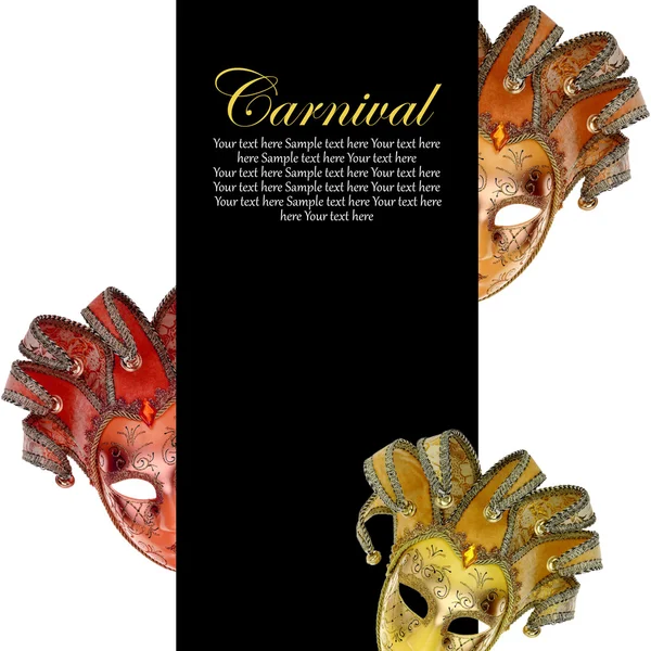 Vintage βενετσιάνικο καρναβάλι μάσκες με κενό πανό — Φωτογραφία Αρχείου