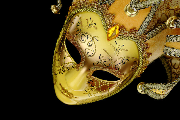 Vintage venetian carnival mask on black background