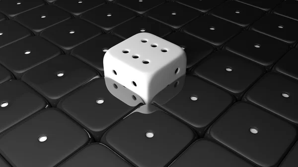 3D render six winner white dice, black and white — Stock Photo, Image