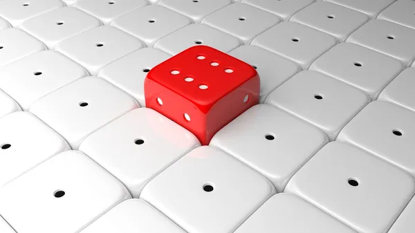 3D render six winner red dice — Stock Photo, Image
