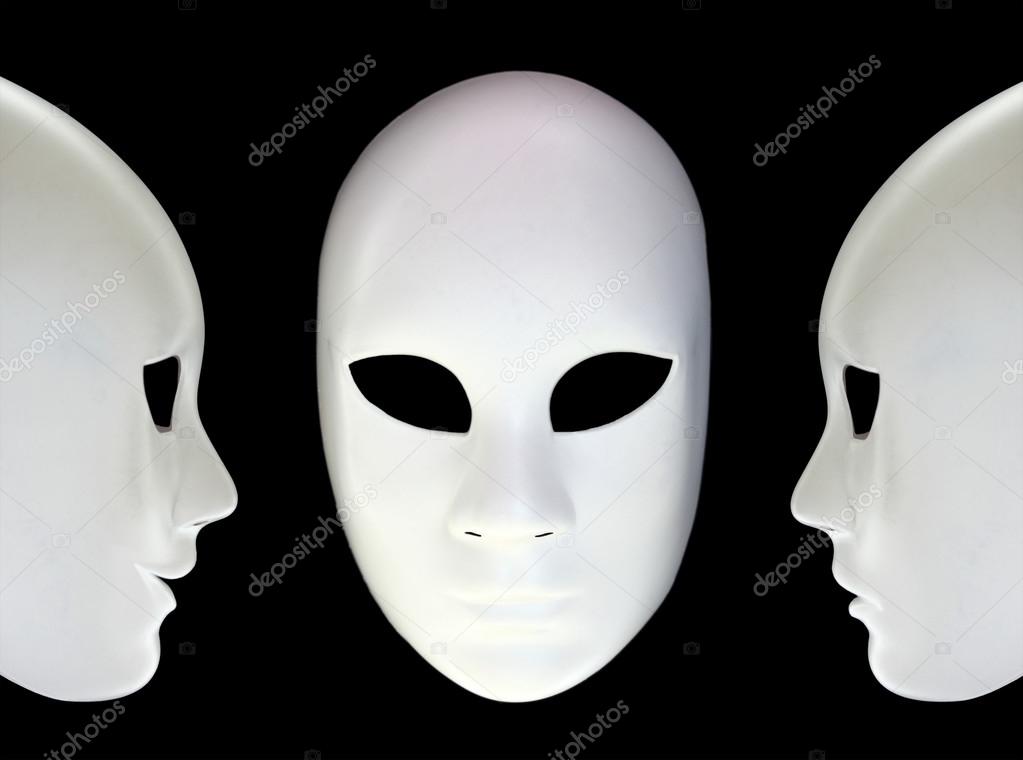 White masks on black background Stock Photo by ©viperagp 39835169