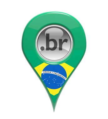izole Brezilya bayrağı ile 3D PIN etki alanı işaretçisi
