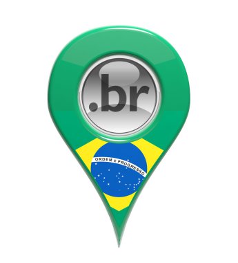 3D pin domain marker with Brazilian flag isolated clipart
