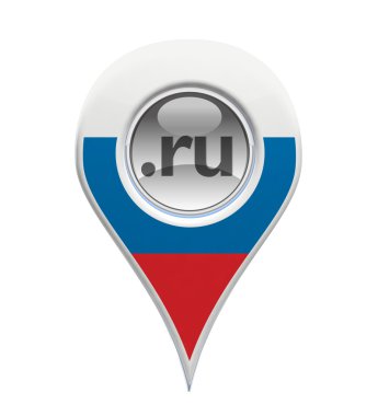 izole Rus bayrağı ile 3D PIN etki alanı işaretçisi