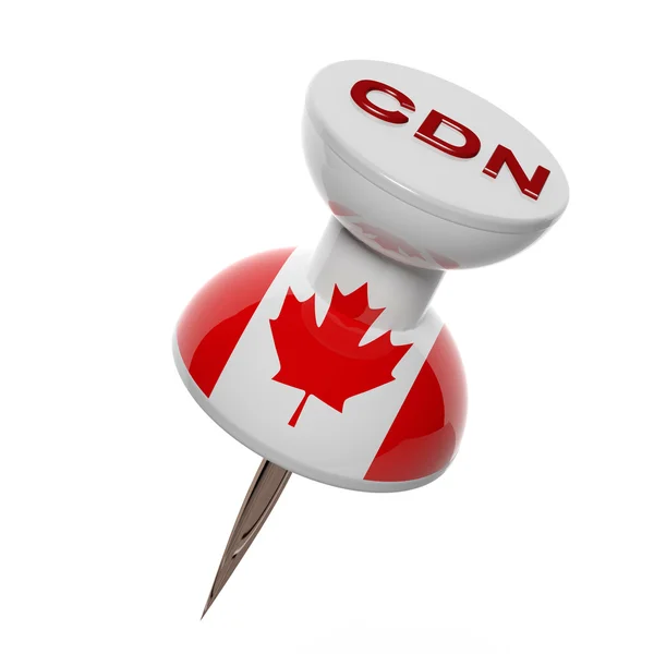 3D pushpin with flag of Canada isolated on white — Stock Photo, Image