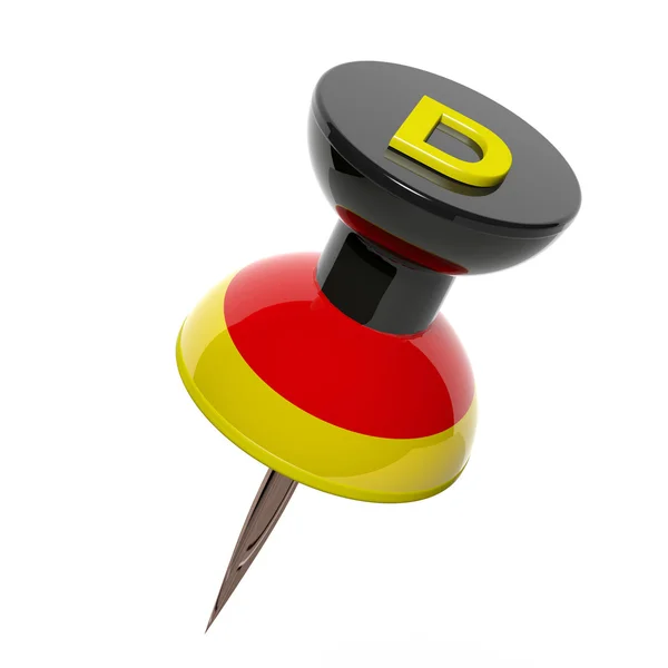 3D pushpin with flag of Germany isolated on white — Stock Photo, Image