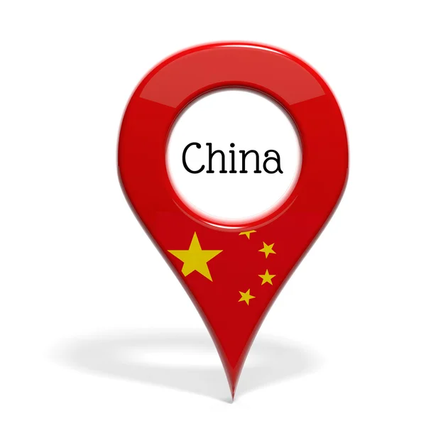 3D pinpoint met vlag van china geïsoleerd op wit — Stockfoto