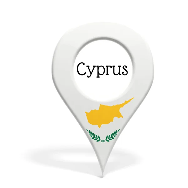 3D pinpoint με σημαία της Κύπρου που απομονώνονται σε λευκό — Φωτογραφία Αρχείου