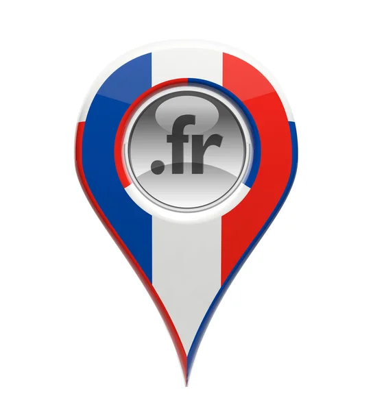 Marcador de dominio 3D pin con bandera francesa aislada —  Fotos de Stock